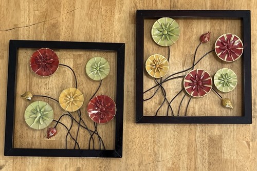 Set painted metal floral - set,